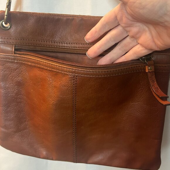 Vintage Fossil Embossed Leather Crossbody Bag Floral Adjustable Strap - Picture 5 of 5